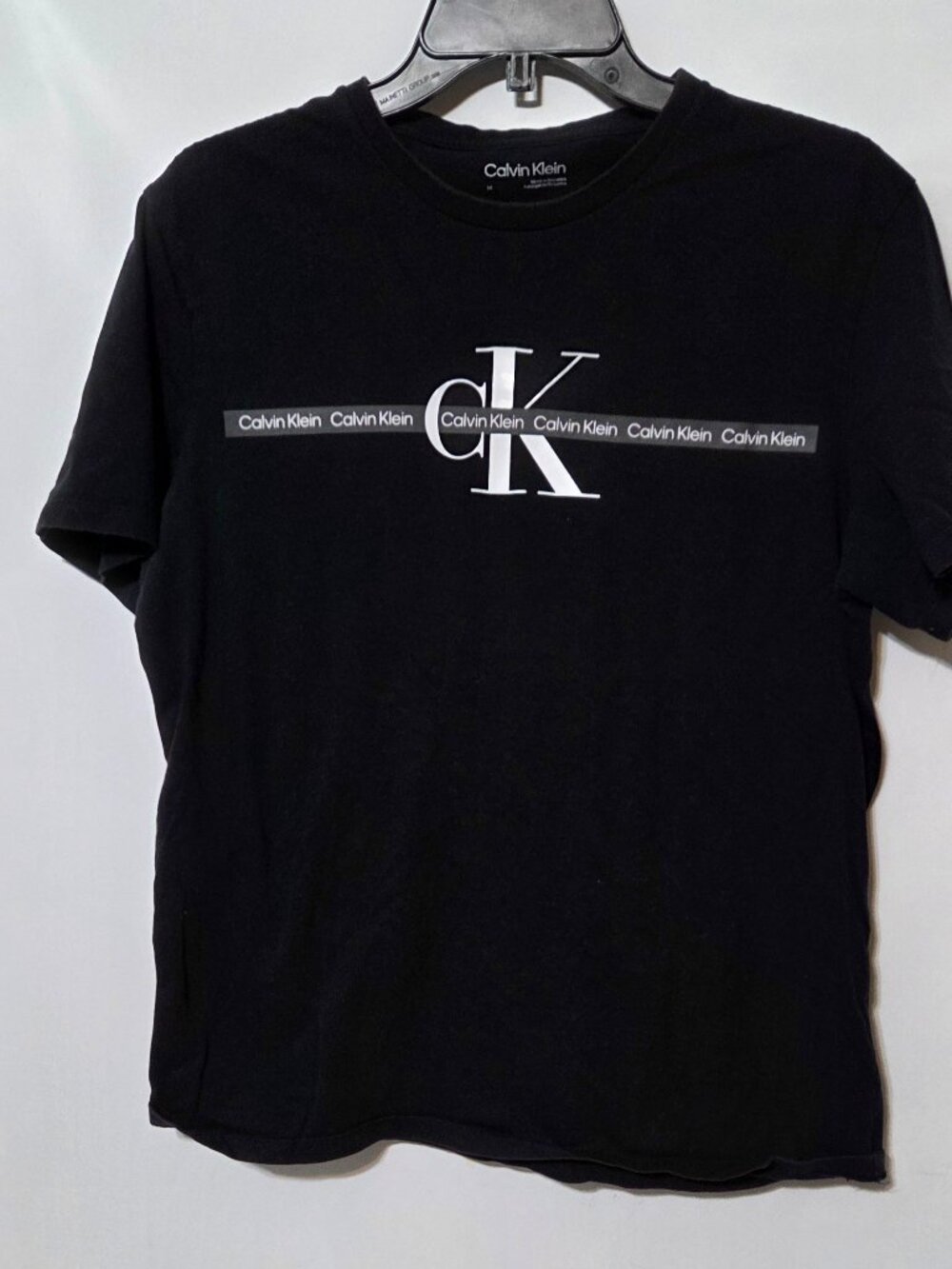 Calvin Klein Shirt Mens Medium Black Logo Graphic Tee Short Sleeve T-Shirt Top